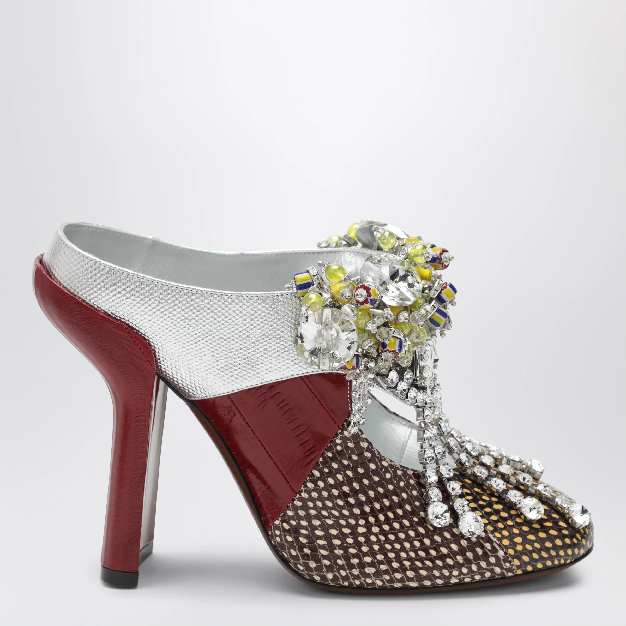 Dries Van Noten Patchwork leather mules with decoration