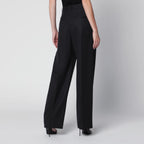 Victoria Beckham Cecilia Trousers in Dark Grey Mélange Wool