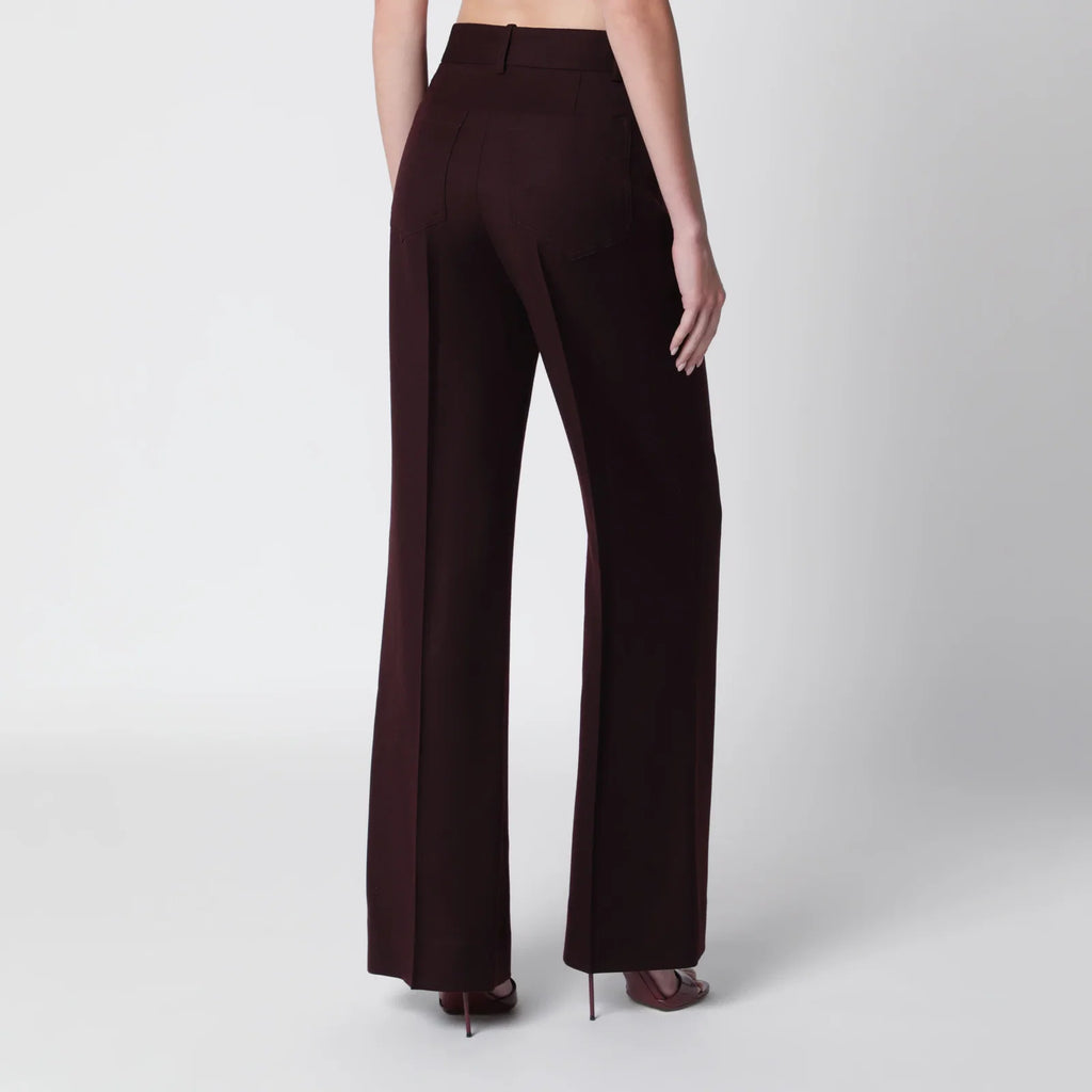Victoria Beckham Dark Acai purple virgin wool flannel trousers