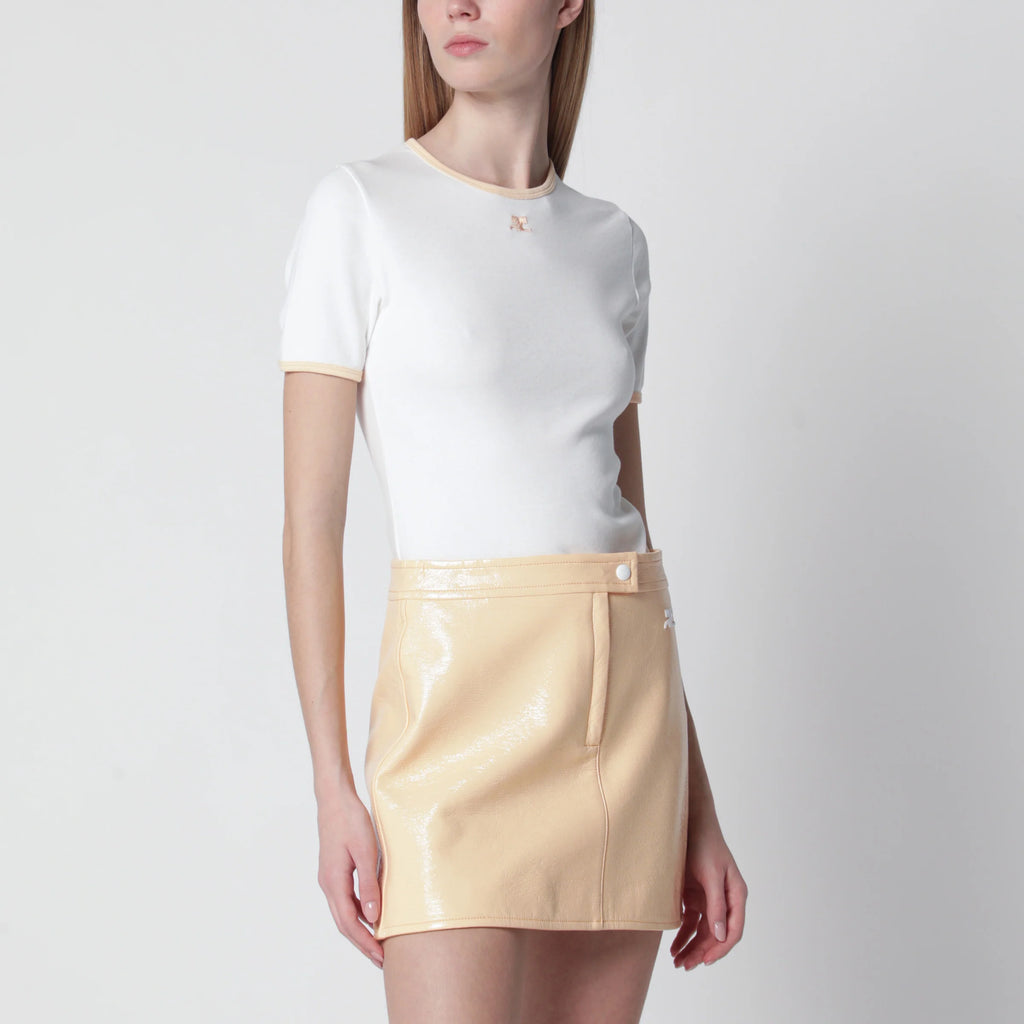 Courreges Courrèges White/orange contrast cotton crew-neck T-shirt