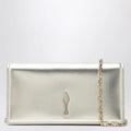Christian Louboutin Platinum-coloured leather clutch bag with chain