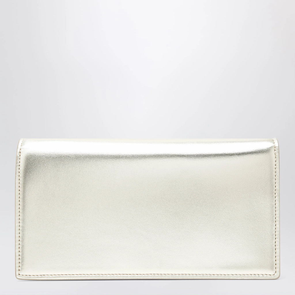 Christian Louboutin Platinum-coloured leather clutch bag with chain