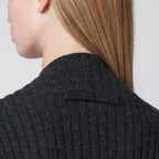 Victoria Beckham Ribbed Sweater in Burgundy Wool and Cashmere
