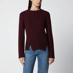 Victoria Beckham Ribbed Sweater in Dark Grey Wool and Cashmere