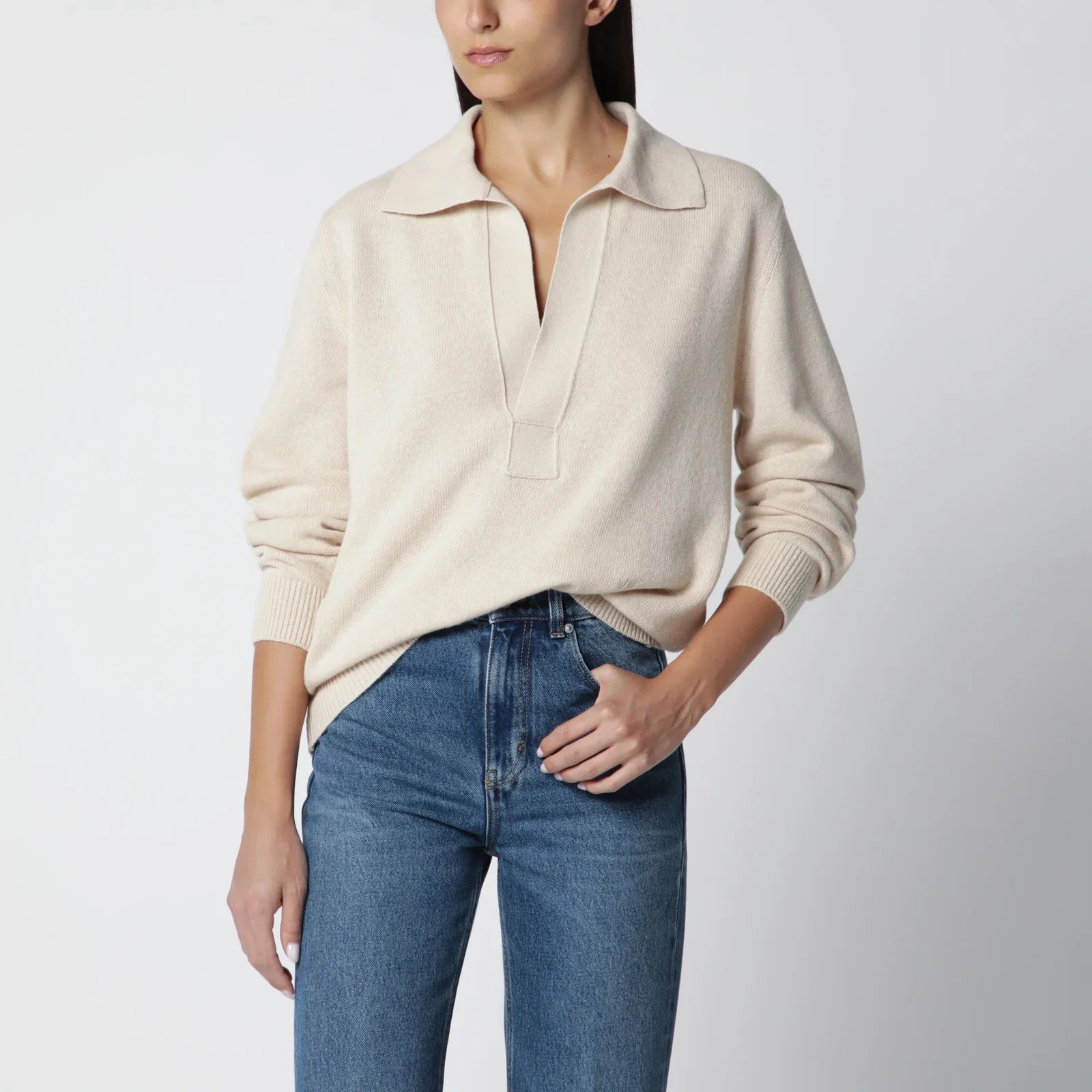 Victoria Beckham Genevieve sweater in Elderflower cashmere blend