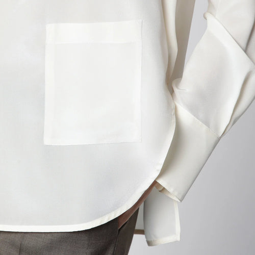 Victoria Beckham Ivory Silk V-Neck Blouse