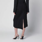 Victoria Beckham Pressed Midi Skirt in Dark Grey Wool and Mohair