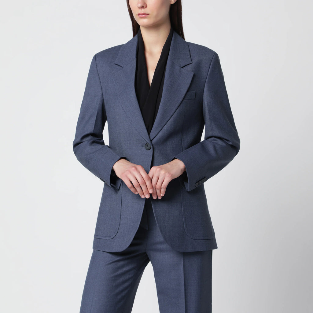 Victoria Beckham Katherine single-breasted jacket in blue mélange wool blend