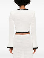 Self-Portrait Pointelle-knit cropped cardigan