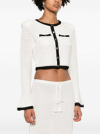 Self-Portrait Pointelle-knit cropped cardigan
