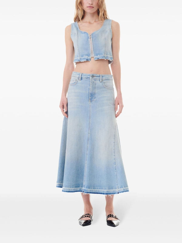 Ganni Flared denim skirt