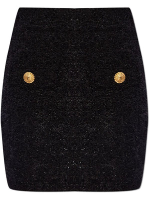 Balmain High-waisted bouclé miniskirt