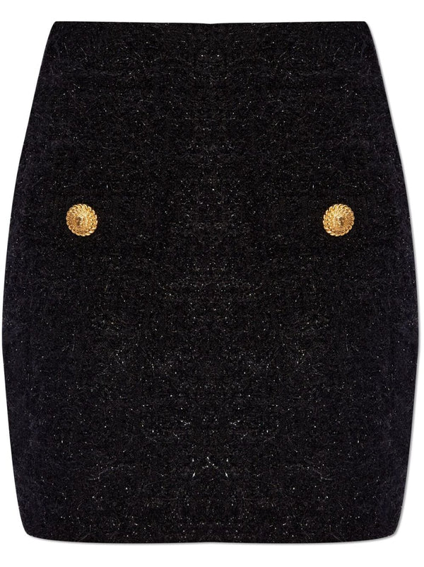 Balmain High-waisted bouclé miniskirt