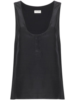 Saint Laurent Henley-neck silk tank top