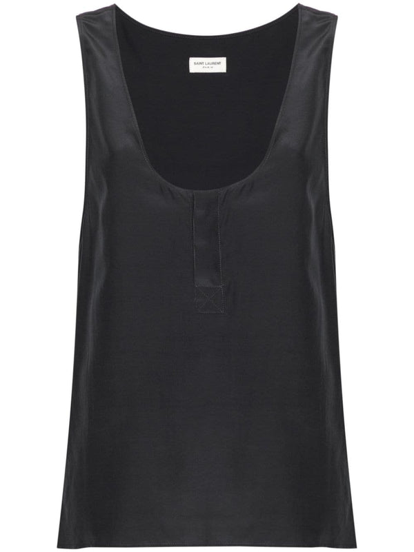 Saint Laurent Henley-neck silk tank top