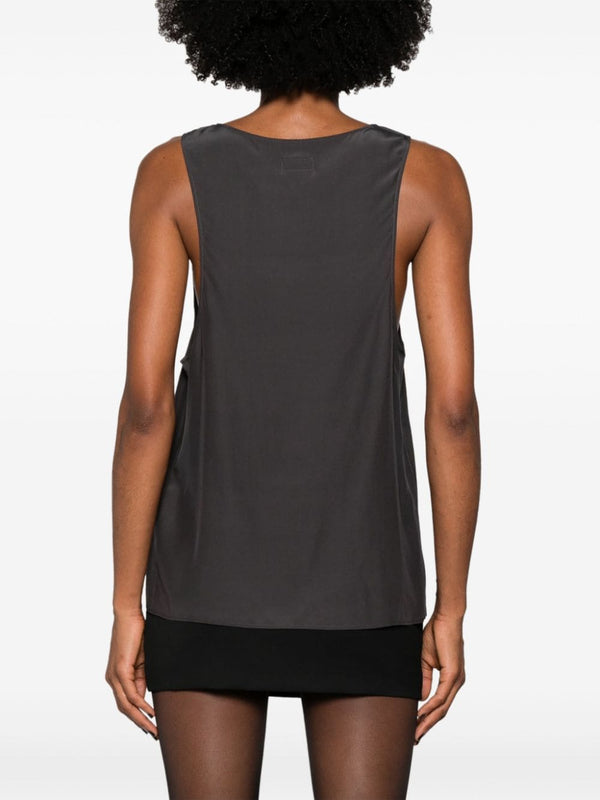 Saint Laurent Henley-neck silk tank top