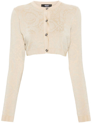 Versace Barocco lurex cropped cardigan
