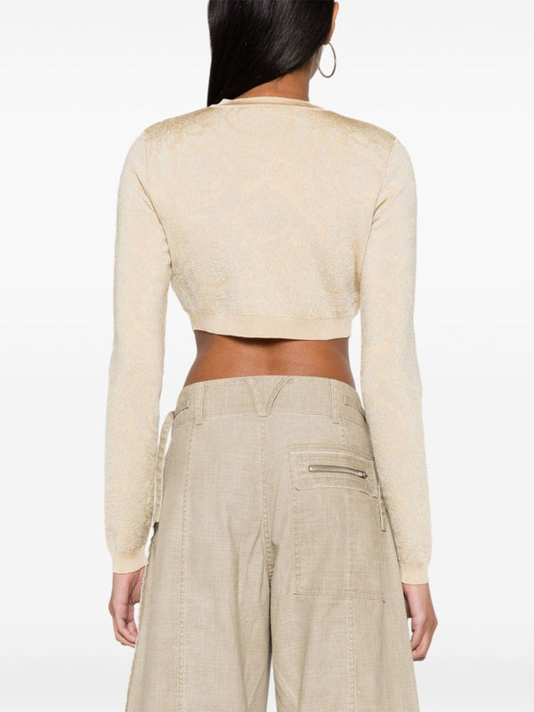 Versace Barocco lurex cropped cardigan