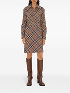 فستان قميص كاروهات من بربري
