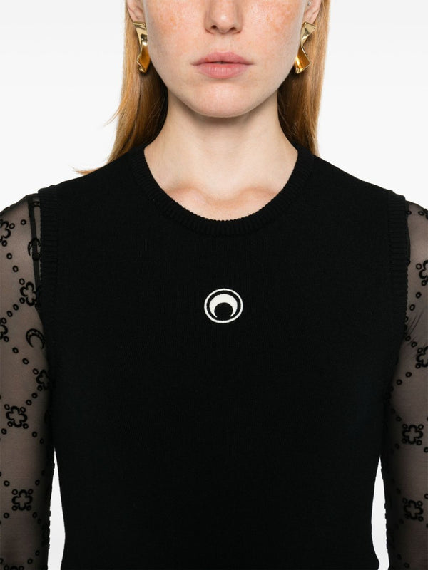 Marine Serre Crescent Moon-embroidered tank top