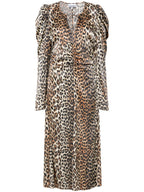 Ganni leopard-print Ruched Midi Dress
