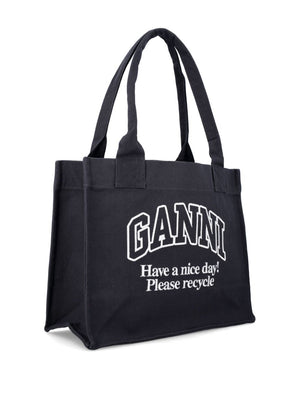 Ganni Large shopper bag with logo