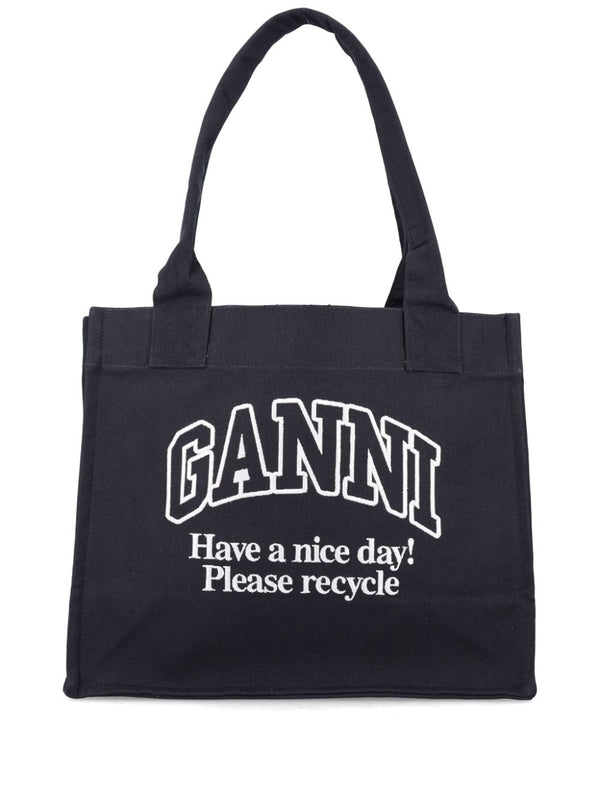 Ganni Large shopper bag with logo