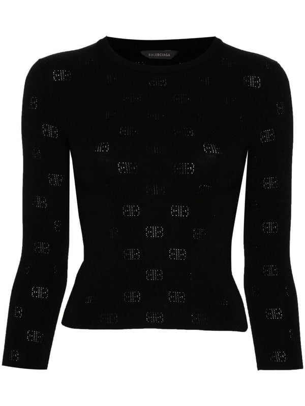 Balenciaga BB-pattern open-knit jumper