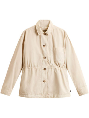 Woolrich Garment-Dyed Pure Cotton Overshirt beige