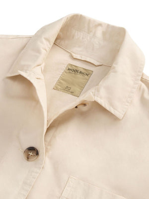Woolrich Garment-Dyed Pure Cotton Overshirt beige