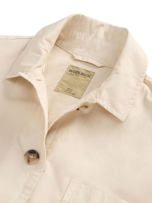 Woolrich Garment-Dyed Pure Cotton Overshirt beige