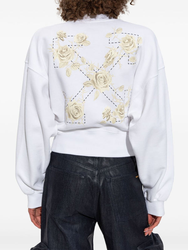 Off White logo-print cropped sweatshirt