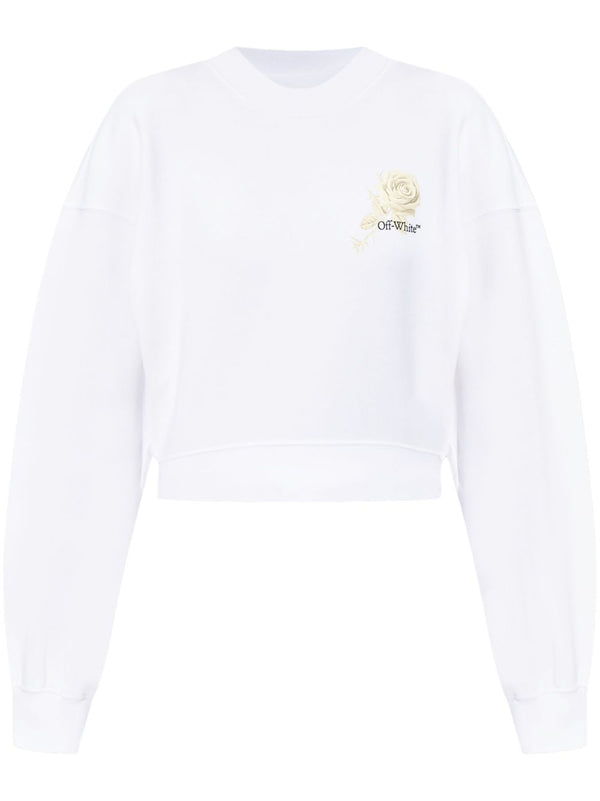 Off White logo-print cropped sweatshirt