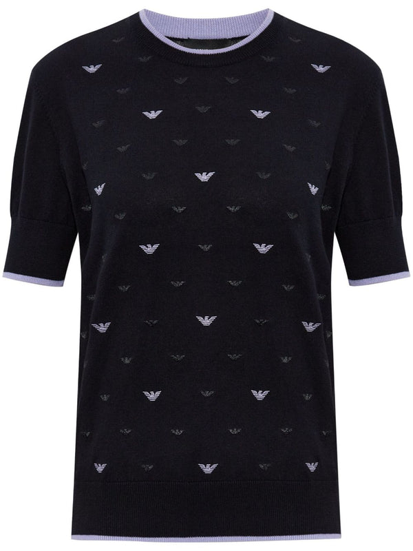 Emporio Armani Jumper with all-over micro eagle embroidery