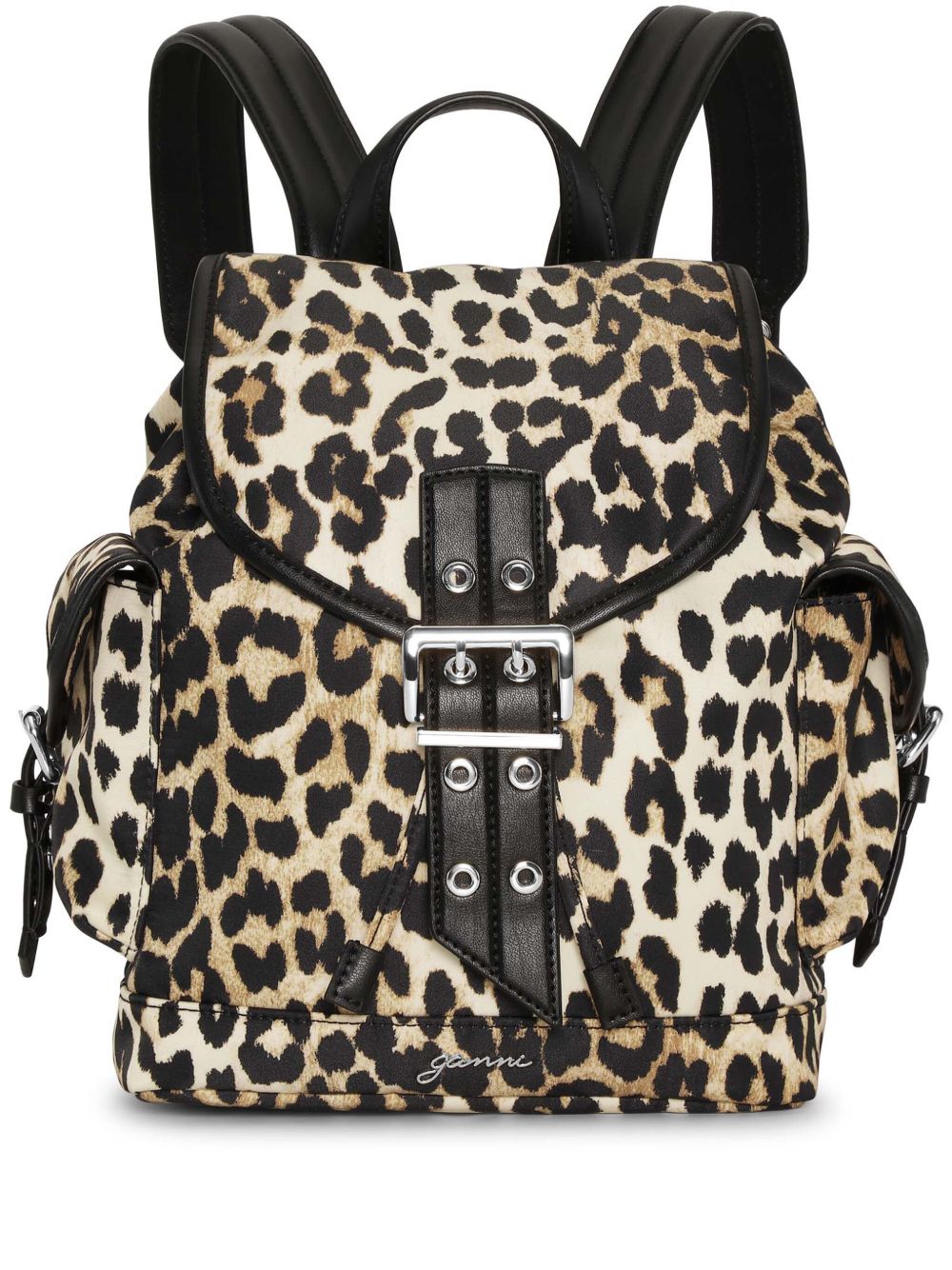 Ganni Leopard Small Nylon Bucky Backpack