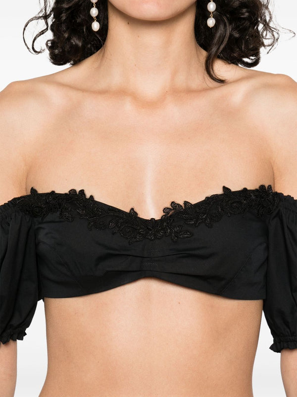 Ermanno Scervino Off-shoulder Lace detail cotton top