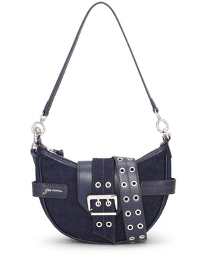 Ganni Buckle small denim cross-body bag