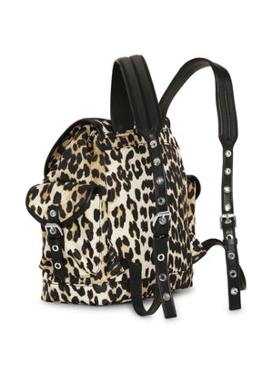 Ganni Leopard Small Nylon Bucky Backpack