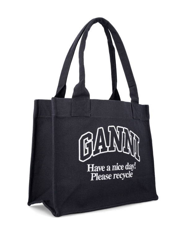 Ganni Organic cotton large tote bag