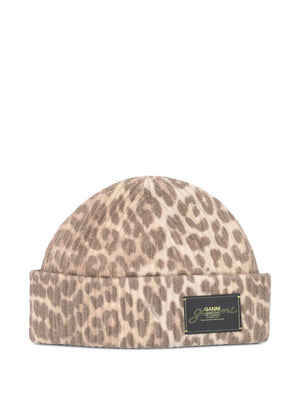 Ganni logo patch beanie