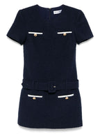 Self-Portrait Short tweed dress with belt
