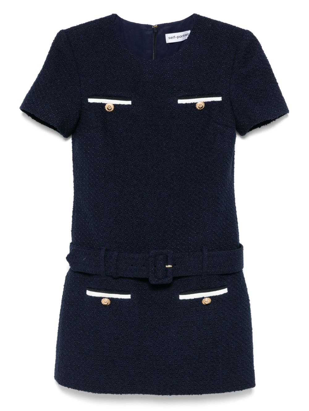 Self-Portrait Short tweed dress with belt