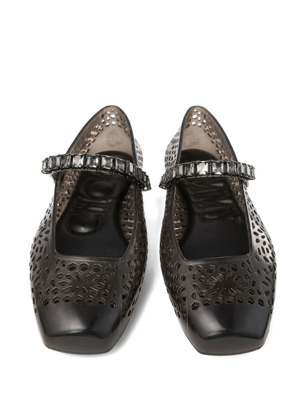 Jimmy Choo The Jelly Ballerina Flats with Crystal Embellishment