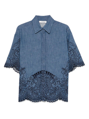 Zimmermann Coco Embroidered Denim Shirt
