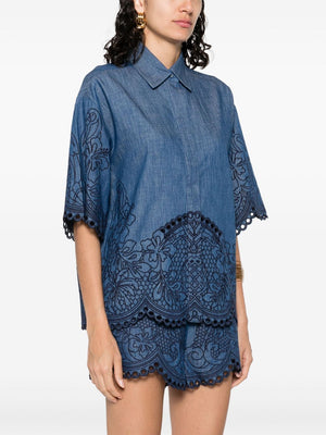 Zimmermann Coco Embroidered Denim Shirt