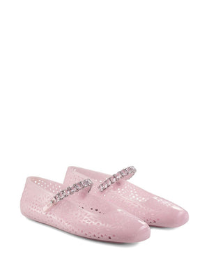 Jimmy Choo The Jelly Ballerina Flats with Crystal Embellishment