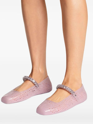 Jimmy Choo The Jelly Ballerina Flats with Crystal Embellishment
