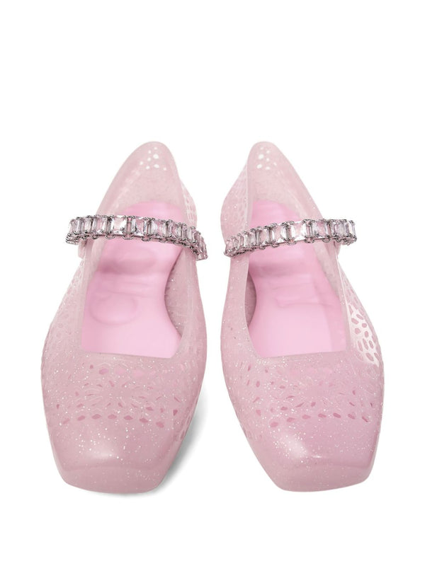 Jimmy Choo The Jelly Ballerina Flats with Crystal Embellishment