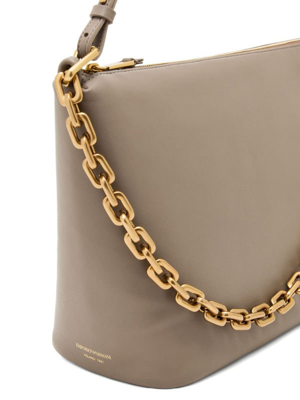 Emporio Armani Medium leather hobo bag with chain