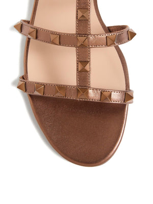 Valentino Garavani Rockstud Low Slide Sandal in Laminated Nappa Leather